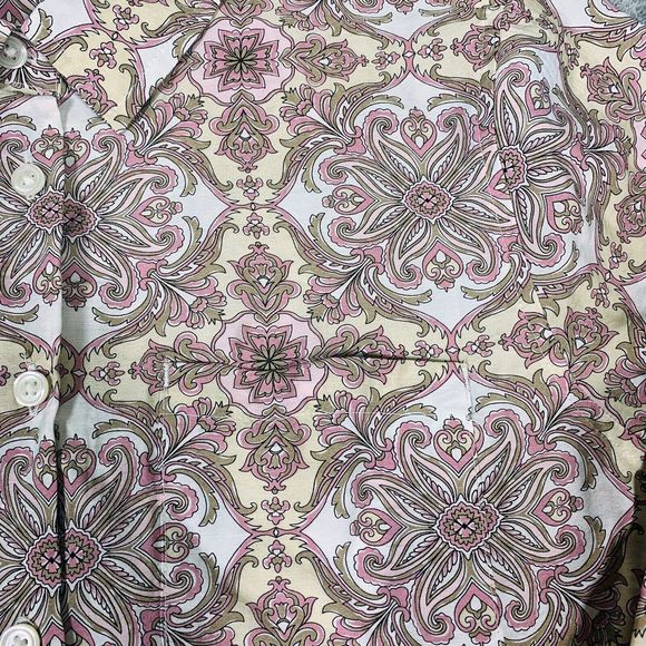 Van Heusen Damask Pattern Button Pocket Blouse Shirt Size Small Petite Women’s - Picture 4 of 12